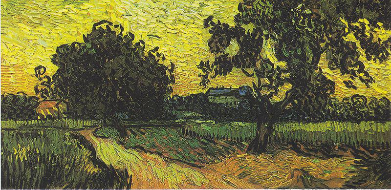 Vincent Van Gogh Landscape with Castle Auvers at Sunset oil painting image